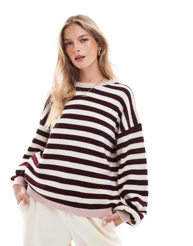 Pull en maille à rayures floues - Bordeaux - Asos Design - Modalova