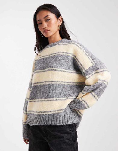 Pull oversize  rayures et col ras de cou - Beurre/gris - Asos Design - Modalova
