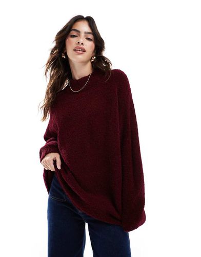 Pull ras de cou oversize en maille bouclée - Bordeaux - Asos Design - Modalova