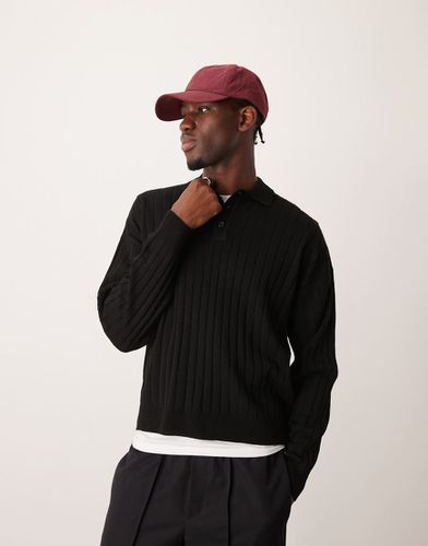 Pull ras de cou décontracté coupe carrée en maille côtelée à col polo - Asos Design - Modalova