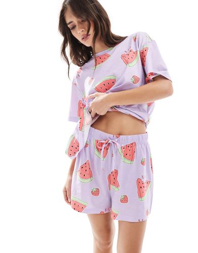Pyjama avec short et t-shirt oversize à imprimé pastèque - Asos Design - Modalova