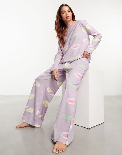 Pyjama avec pantalon et top à manches longues et imprimé Day Dreamer - Lilas - Asos Design - Modalova