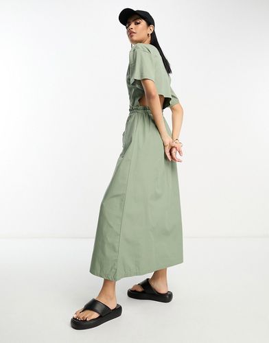 Robe t-shirt 2 en 1 avec jupe cargo mi-longue et coutures contrastantes - Kaki - Asos Design - Modalova