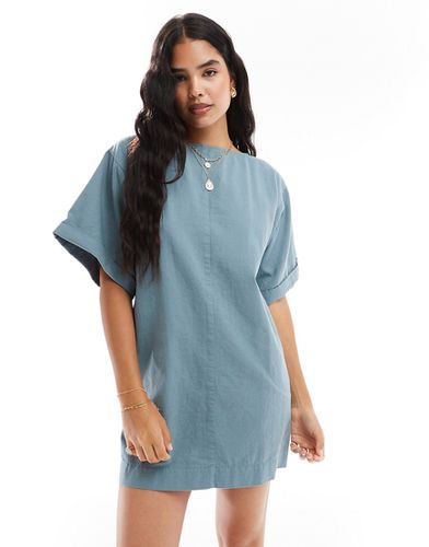 Robe t-shirt courte coupe carrée en sergé - moyen - Asos Design - Modalova