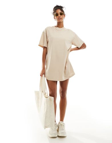 Robe t-shirt courte oversize - Beige - Asos Design - Modalova