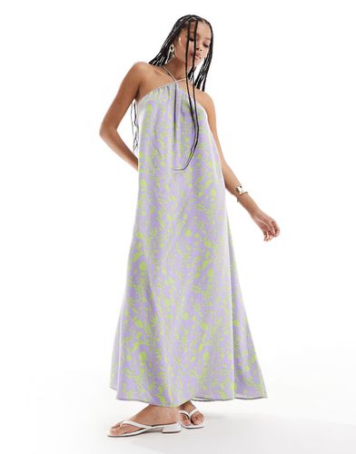 Robe trapèze longue à fleurs - Violet et vert - Asos Design - Modalova