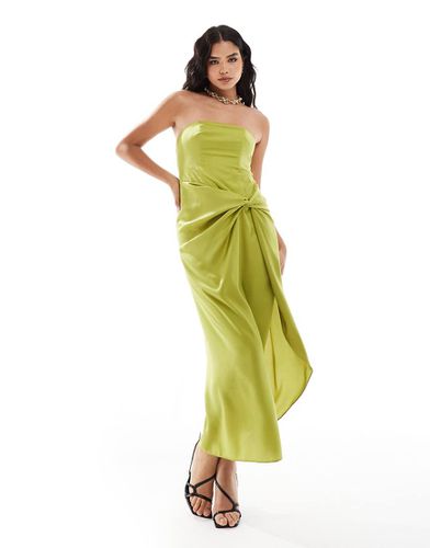 Robe bandeau longueur mollet avec jupe nouée - Vert - Asos Design - Modalova