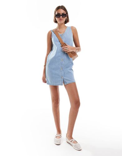 Robe boutonnée en denim délavé - Asos Design - Modalova