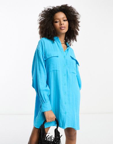 Robe chemise courte coupe oversize en tissu double - Asos Design - Modalova