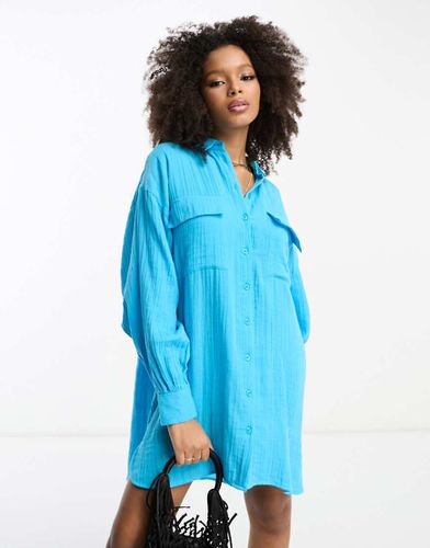 Robe chemise courte coupe oversize en tissu double - Asos Design - Modalova