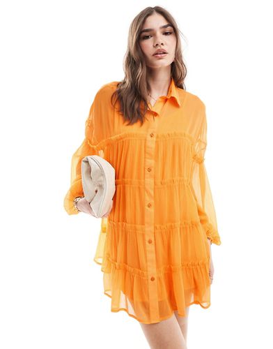 Robe chemise courte style babydoll en mousseline - Mandarine - Asos Design - Modalova