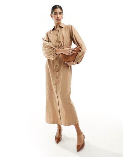 Robe chemise longue à détail trench - Fauve - Asos Design - Modalova