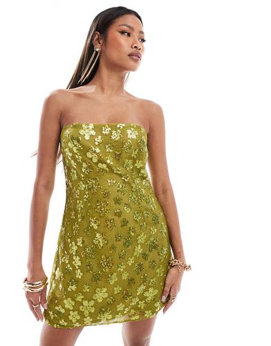 Robe courte à encolure Bardot et fleurs à sequins - Asos Design - Modalova