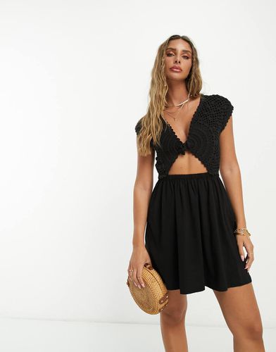 Robe courte au crochet varié avec liens - Asos Design - Modalova