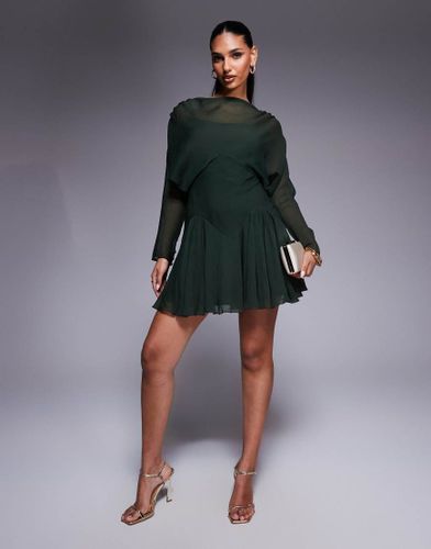 Robe courte blousante  manches longues et godets - Kaki - Asos Design - Modalova