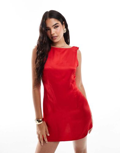 Robe courte en satin à dos bénitier - Asos Design - Modalova