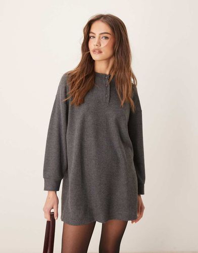 Robe courte oversize ultra-douce à col Henley - chiné - Asos Design - Modalova