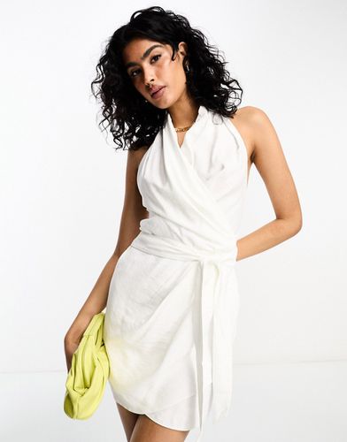 Robe courte nouée à la taille avec dos nu - délavé - Asos Design - Modalova