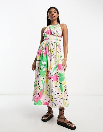 Robe d'été mi-longue dos nu à imprimé abstrait avec liens à nouer au dos - Asos Design - Modalova