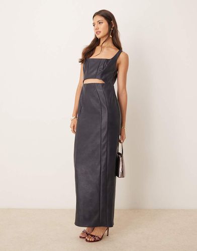 Robe droite longue en PU avec encolure carrée et découpes - nuit - Asos Design - Modalova