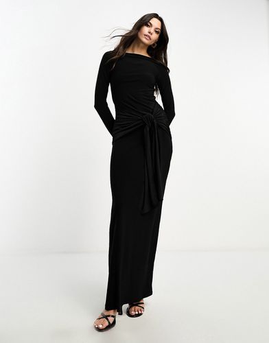 Robe drapée longue avec liens noués à l'avant - Asos Design - Modalova