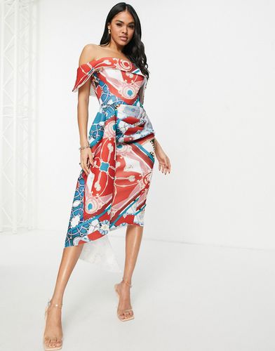 Robe fourreau style Bardot fendue à imprimé royal - Asos Design - Modalova