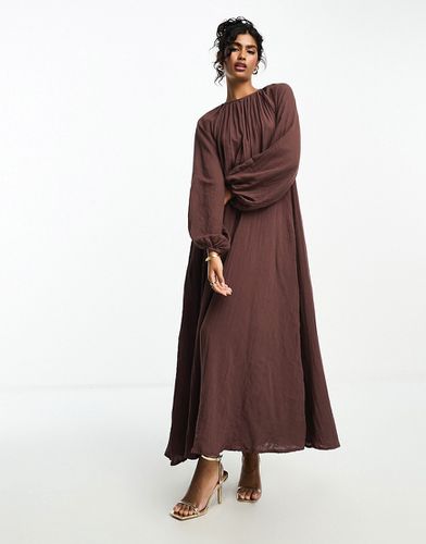 Robe longue coupe trapèze en tissu double - Chocolat - Asos Design - Modalova