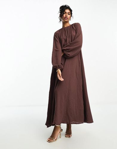 Robe longue coupe trapèze en tissu double - Chocolat - Asos Design - Modalova