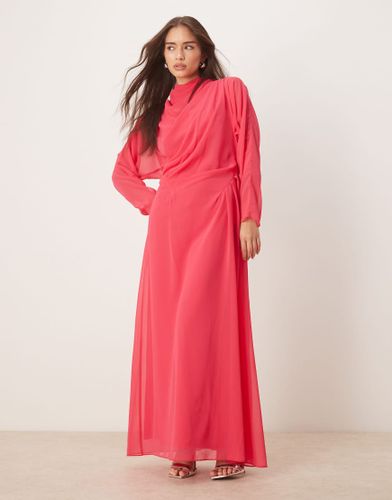 Robe longue  col montant - Framboise - Asos Design - Modalova