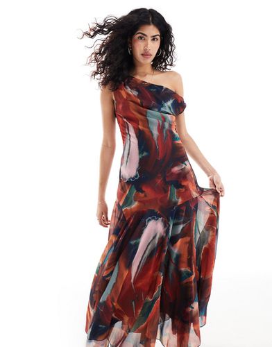 Robe longue à épaules tombantes et imprimé abstrait de couleurs vives - Asos Design - Modalova