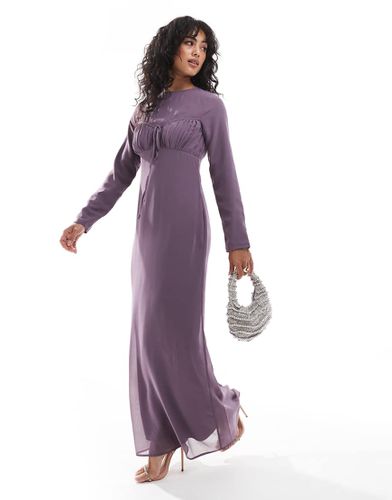 Robe longue avec liens et buste froncé - Mauve - Asos Design - Modalova