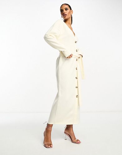 Robe longue boutonnée ultra douce style gilet à ceinture - neige - Asos Design - Modalova