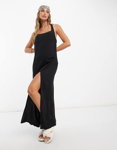 Robe longue d'été en lin à détail noué avec encolure dégagée et dos nu - Asos Design - Modalova