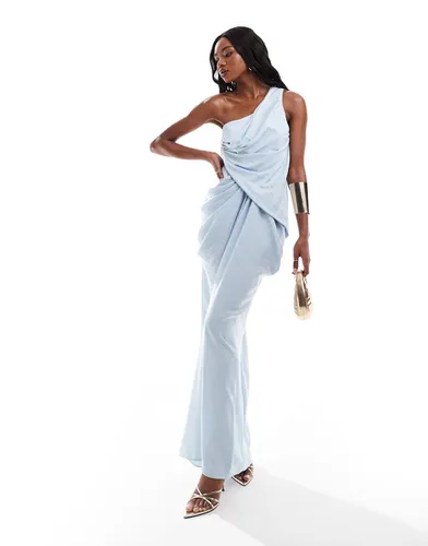 Robe longue drapée asymétrique - Asos Design - Modalova
