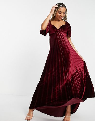 Robe longue plissée taille empire avec dos torsadé en velours - Asos Design - Modalova