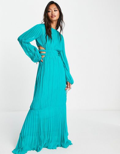 Robe longue plissée avec taille froncée fantaisie - Turquoise - Asos Design - Modalova