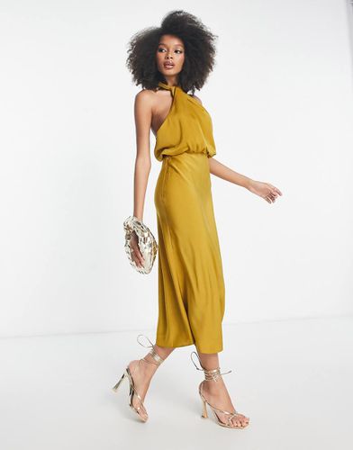 Robe mi-longue croisée en satin à dos nu - Asos Design - Modalova