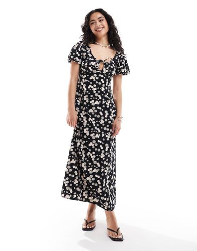 Robe mi-longue à manches bouffantes et imprimé floral - Asos Design - Modalova