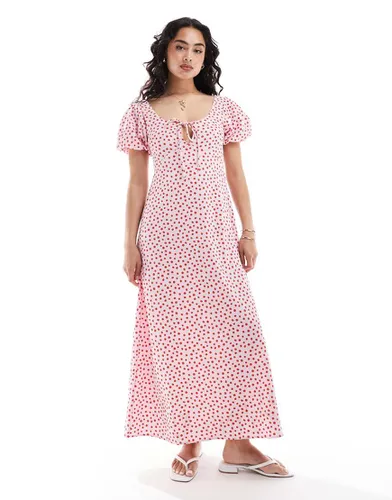 Robe mi-longue à manches bouffantes - Pois - Asos Design - Modalova