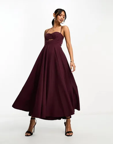 Robe mi-longue avec haut corset structuré et jupe évasée - Asos Design - Modalova