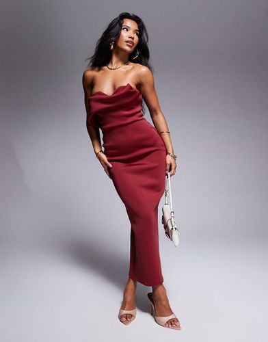 Robe mi-longue en néoprène avec buste structuré - Bordeaux - Asos Design - Modalova