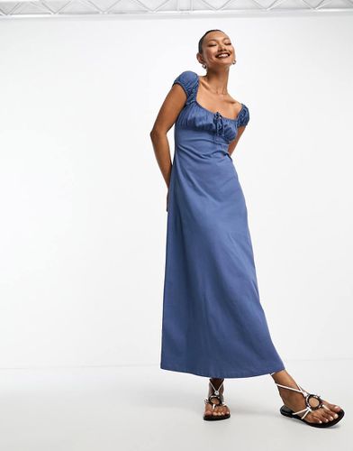 Robe mi-longue froncée à mancherons et liens - Asos Design - Modalova