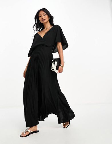 Robe portefeuille mi-longue avec manches évasées et jupe plissée - Asos Design - Modalova