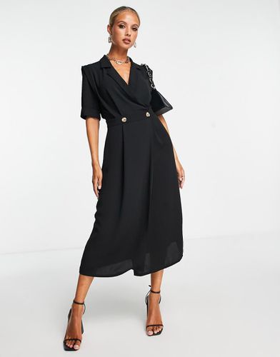 Robe portefeuille mi-longue style smoking à épaulettes - Asos Design - Modalova