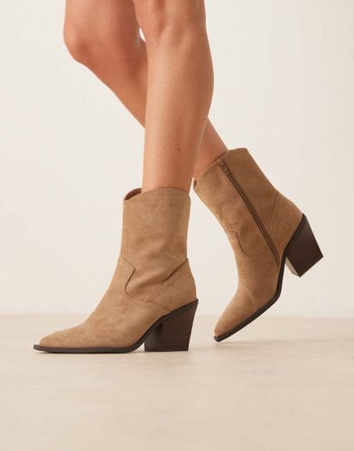 Remedy - Santiags  talons en sudine - Taupe - Asos Design - Modalova