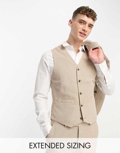 Wedding - Gilet de costume ajusté en lin mélangé micro texturé - Gris - Asos Design - Modalova