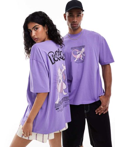 T-shirt unisexe oversize avec imprimés Pokémon Mewtwo sous licence - Asos Design - Modalova