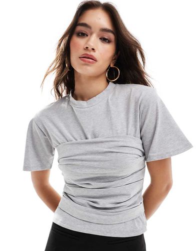 T-shirt ajusté avec détail enveloppant à la taille - chiné - Asos Design - Modalova