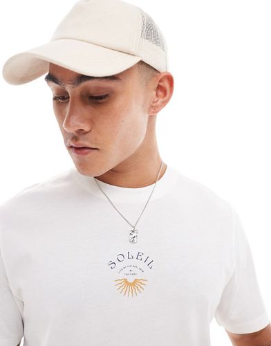 T-shirt avec imprimé soleil sur la poitrine - Blanc - Asos Design - Modalova
