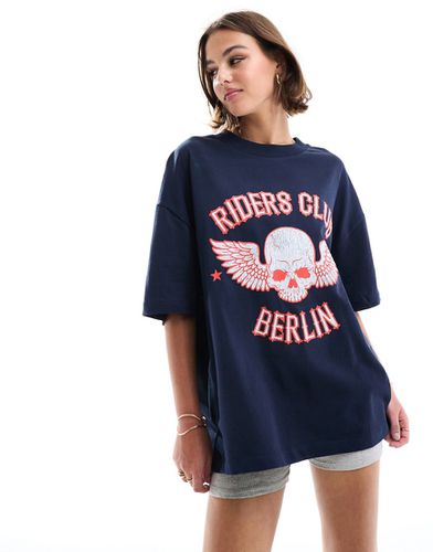 T-shirt boyfriend épais avec imprimé rock et inscription Riders Club » - Asos Design - Modalova